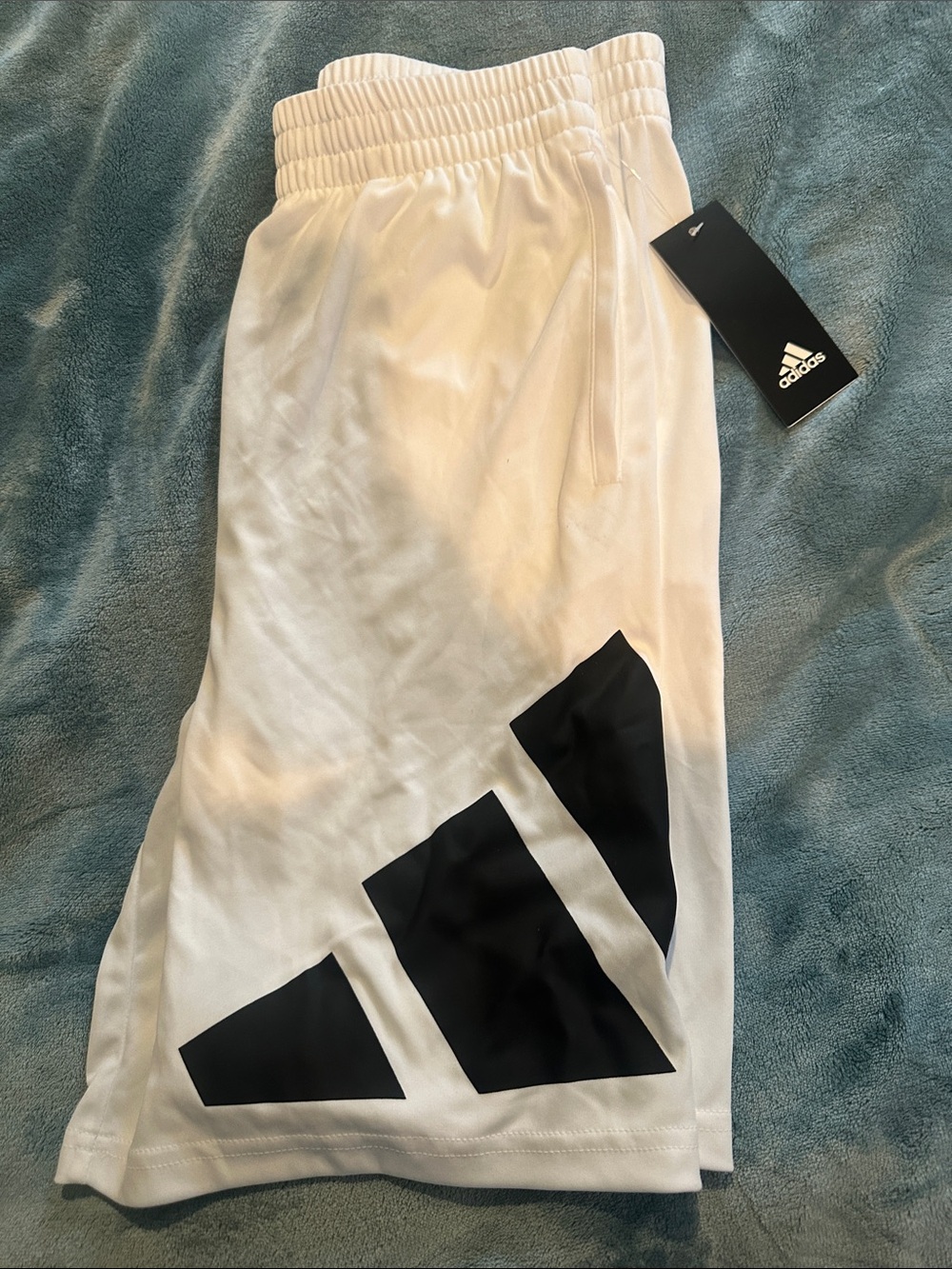 adidas White Athletic Shorts with Black Logo Accent